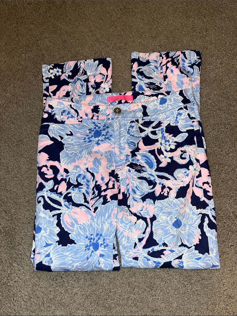 Lilly Pulitzer Navy, Light Blue & Pink Floral Pants